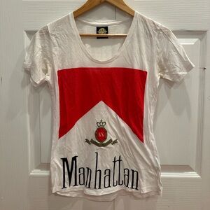 White and Red Graphic T-Shirt